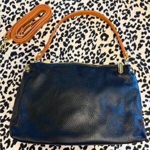 Valentina Black Leather Crossbody Bag NWOT